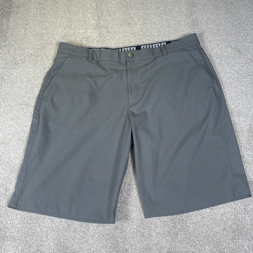 Puma Golf Men's gray marled flat‎ front shorts 40 Waist Performance Sports 10"
